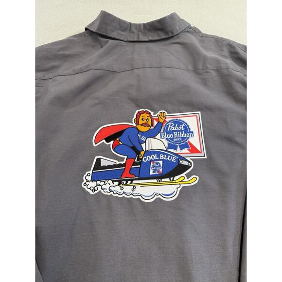 Pabst Blue Ribbon Beer Delivery Guy PBR Patch Uniform XXL Grey Long Sleeve - Picture 1 of 14